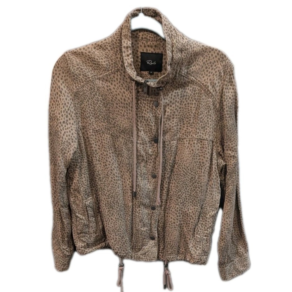 Rails M Tawny spots Military Jacket Animal Print Pockets Full Zip Grunge Tassles